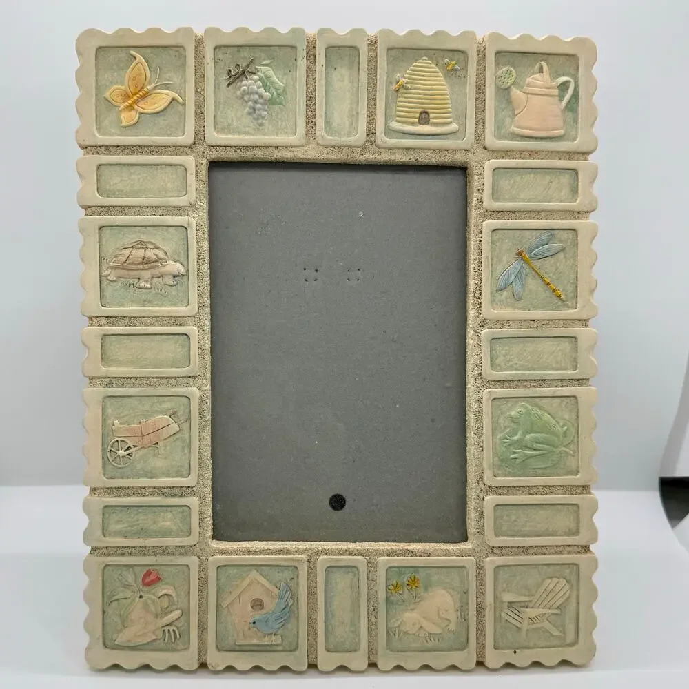 VTG Amor Malden Intl Hand Painted Garden Ceramic 6x4 Picture Frame Cottagecore